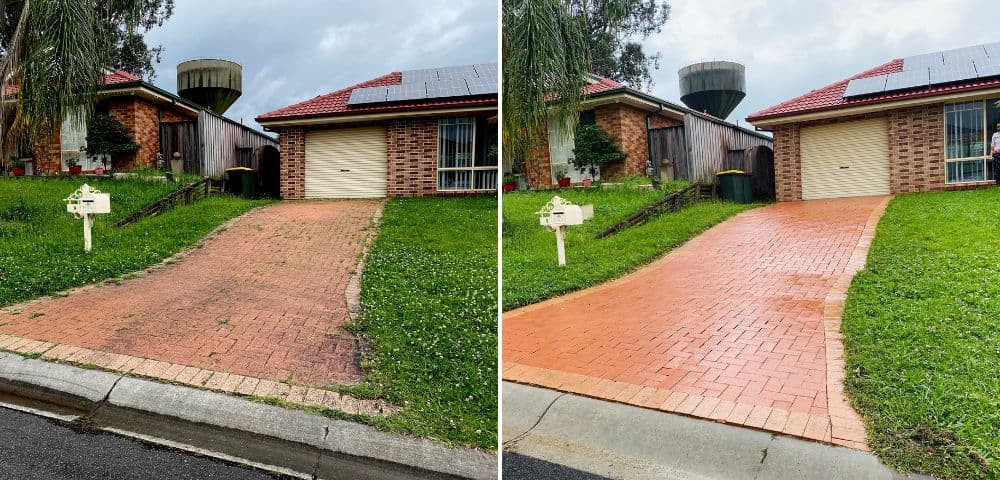 Driveway cleaning before and after